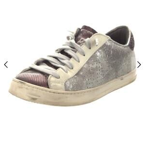P448 Women's Silver Suede Purple Glitter Holographic Sneakers Shoes - Size 7.5